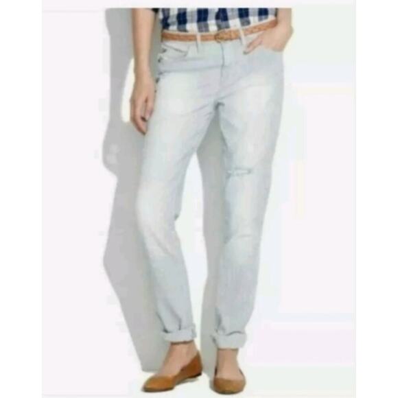 Madewell Boyfriend Light Wash Stripe Distressed Paint Splatter Jeans • Size 26 - Picture 1 of 6
